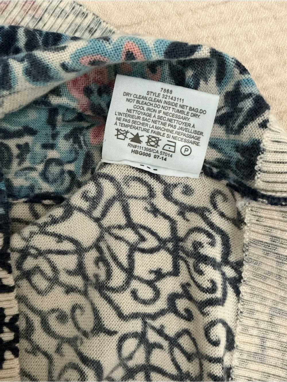 TORY BURCH Classic Blue Floral Mixed-Print V-Neck Cardigan Sz M